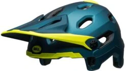 Bell Super DH Spherical MIPS Downhill-Helm - Mat/gloss Blue/hi Viz -Sport Gear Angebote Store 210178049 Bell Super DH Spherical mountain helmet matte gloss blue hi viz no chinbar front left