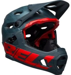 Bell Super DH Spherical MIPS Downhill-Helm - Prism Mat Blue/crims -Sport Gear Angebote Store 210178055 Bell Super DH Spherical mountain helmet prime matte blue crimson front right