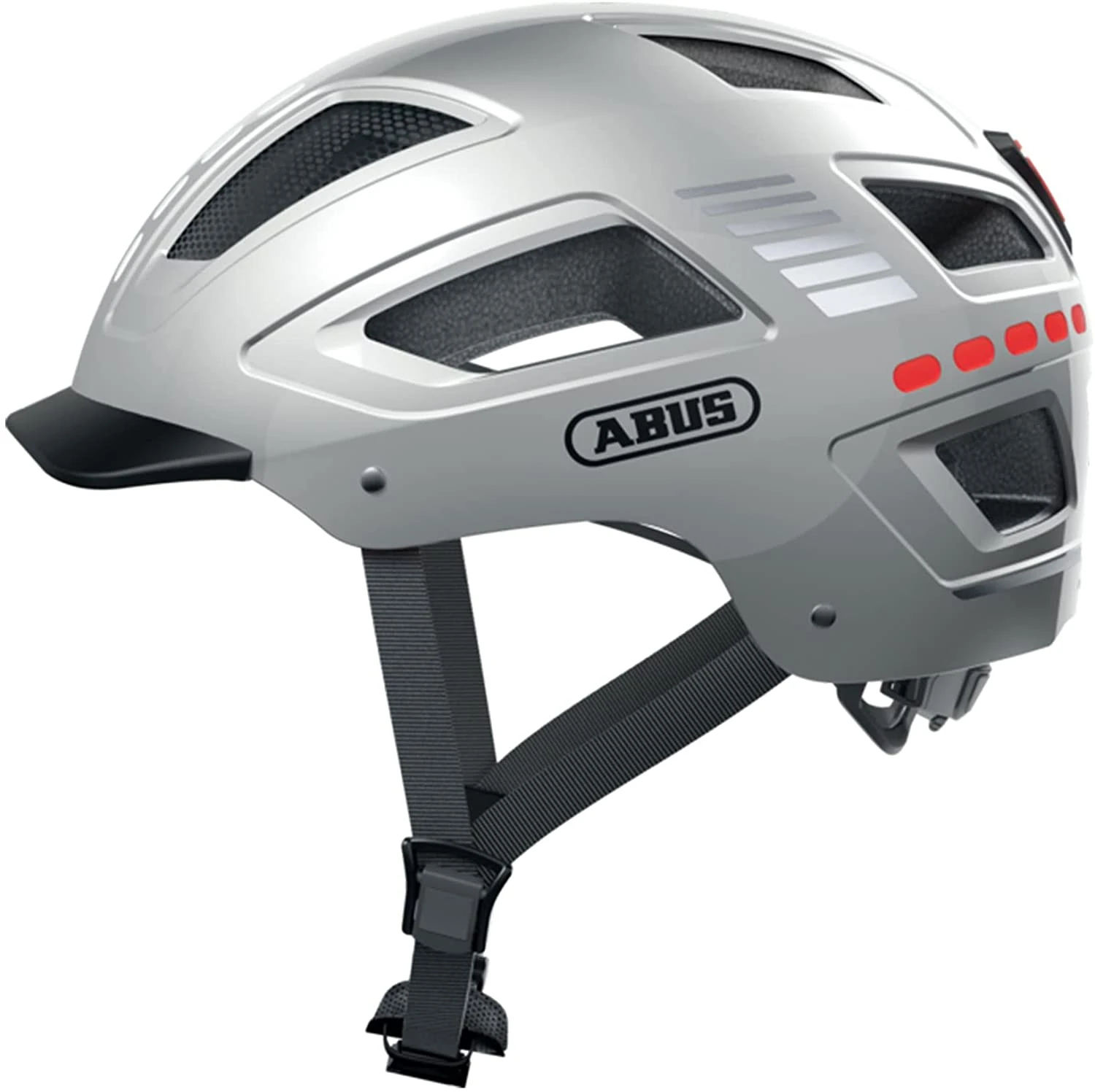 ABUS Hyban 2.0 LED Fahrradhelm - Signal Silver Shiny 1 ABUS Hyban 2.0 LED Fahrradhelm - Signal Silver Shiny