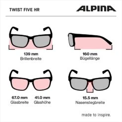 Alpina Twist Five HR V Sportbrille - Tin-black Gloss -Sport Gear Angebote Store Alpina Twist Five HR V Variomatic selbsttoenend inklination zz Abmessungen 3